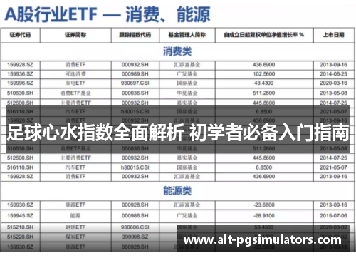 足球心水指数全面解析 初学者必备入门指南 足球心水指数全面解析 初学者必备入门指南